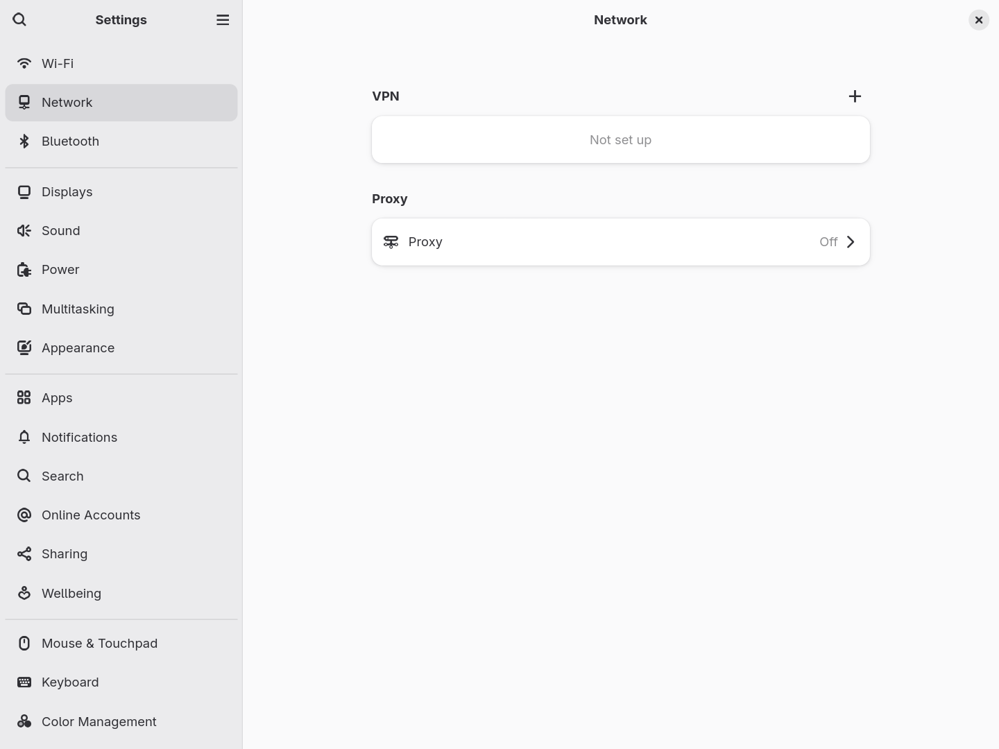 Gnome Settings screenshot